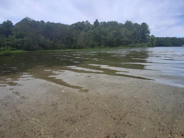 shallow water conditions at the end of the gravel launch