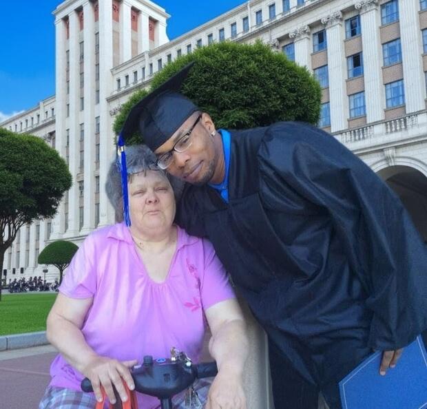 John A. Smith Jr. with his late grandmother.