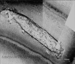 Side scan sonar record of James E. Longstreet site. Produced by American Underwater Search and Survey for the Massachusetts Board of Underwater Archaeological Resources, 2000.