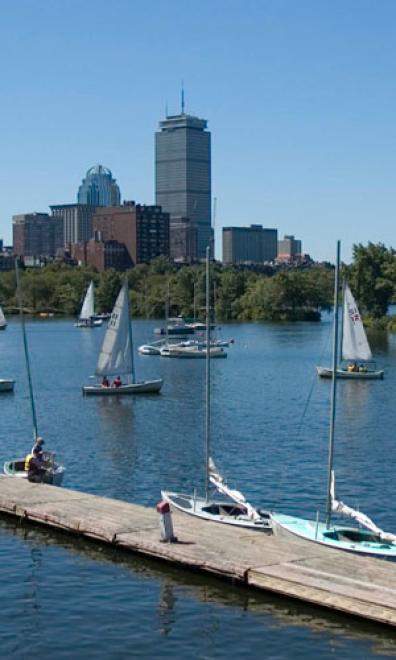 charles river and boston skyline