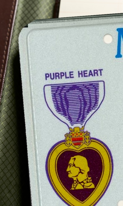 Up close image of Purple Heart  decal 