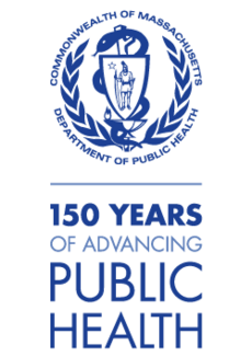 Commonwealth of Massachusetts Department of Public Health special logo: 150 Years of Advancing Public Health