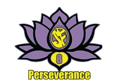 The Success Fest lotus flower logo in purple and yellow with the number 8 (for Success Fest 8) and the word "Perseverance" written in yellow beneath the flower. 