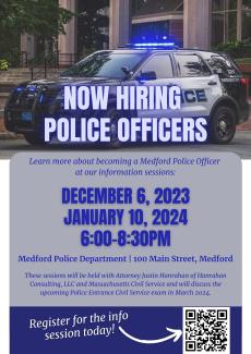 Medford Police Dep't Now Hiring.