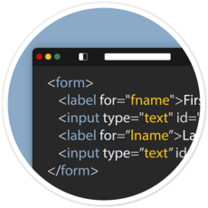 illustration of a code editor showing partial form HTML