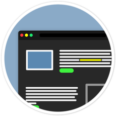 illustration of a code editor showing page template