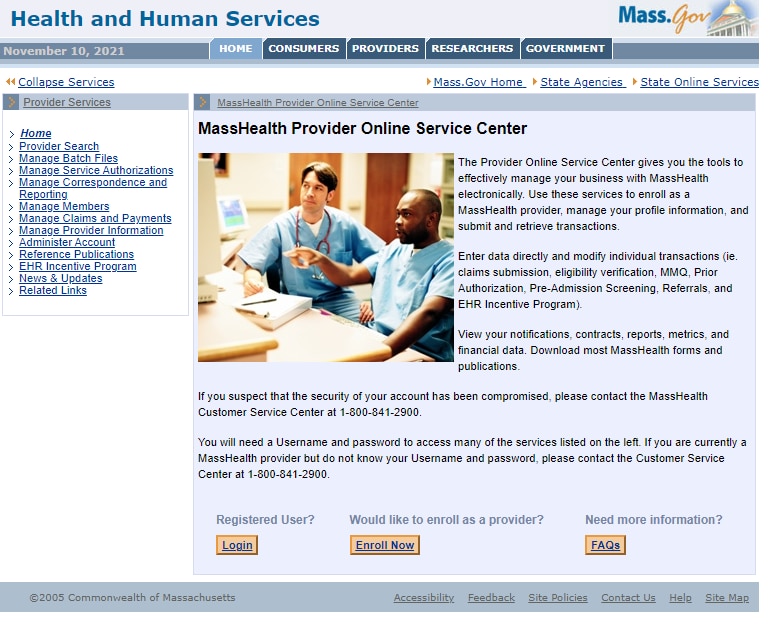 Screenshot of POSC website