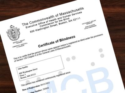 Link to Certificate of Blindness & MCB Identification Card Request Form
