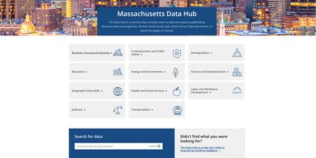 Screenshot of the Data Hub home screen